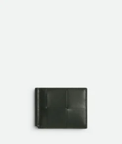 Bottega Veneta Cassette Bill Clip Wallet Dark green/agate grey Sale