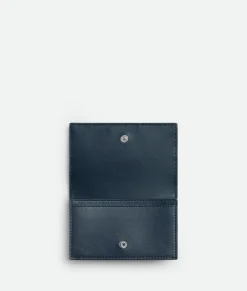 Bottega Veneta Cassette Business Card Case Deep blue/natural