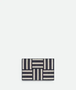 Bottega Veneta Cassette Credit Card Case Navy/white Discount