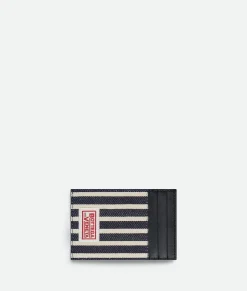 Bottega Veneta Cassette Credit Card Case Navy/white Discount