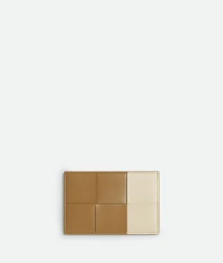 Bottega Veneta Cassette Credit Card Case Dark praline / Sea salt