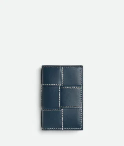 Bottega Veneta Cassette Flap Card Case Deep blue/natural Discount