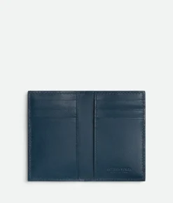 Bottega Veneta Cassette Flap Card Case Deep blue/natural Discount