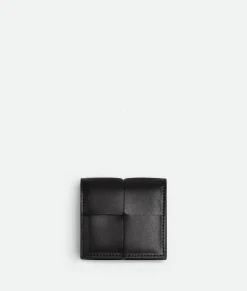 Bottega Veneta Cassette Folded Coin Purse Black New