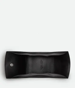 Bottega Veneta Cassette Folded Coin Purse Black New