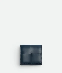 Bottega Veneta Cassette Folded Coin Purse Deep blue/ambra Best