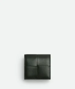 Bottega Veneta Cassette Folded Coin Purse Dark green/agate grey Outlet
