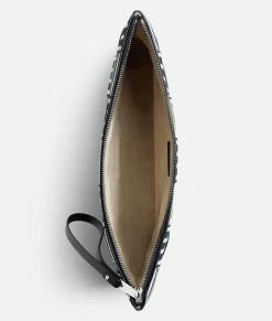 Bottega Veneta Cassette Large Flat Pouch Navy/white