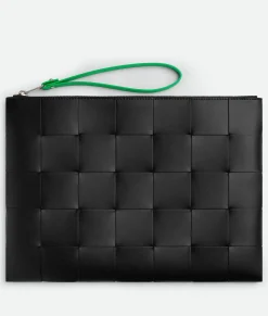 Bottega Veneta Cassette Large Flat Pouch Black/parakeet Online