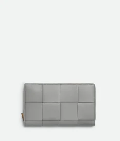Bottega Veneta Cassette Large Zip Around Wallet Sterling/zenith Best