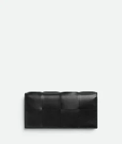 Bottega Veneta Cassette Long Wallet With Coin Purse Black Outlet