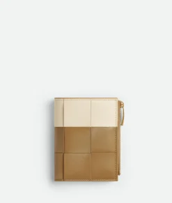 Bottega Veneta Cassette Small Bi-Fold Wallet Dark praline / Sea salt Discount