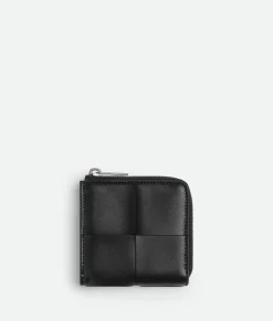 Bottega Veneta Cassette Square Compact Zip Around Wallet Black Discount