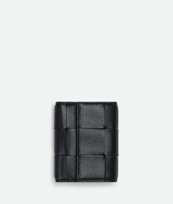 Bottega Veneta Cassette Tri-Fold Zip Wallet Black Best