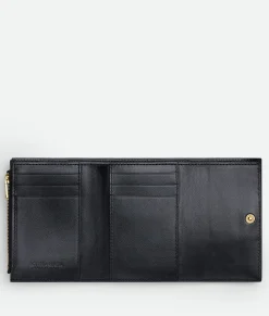 Bottega Veneta Cassette Tri-Fold Zip Wallet Black Best