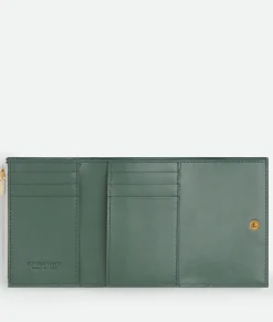 Bottega Veneta Cassette Tri-Fold Zip Wallet Agate grey / Aloe Hot