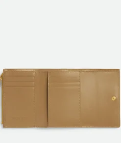 Bottega Veneta Cassette Tri-Fold Zip Wallet Dark praline / Sea salt Discount