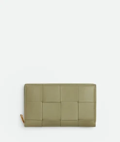 Bottega Veneta Cassette Zip Around Wallet Travertine Sale