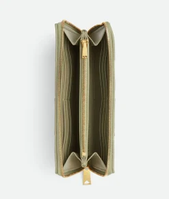 Bottega Veneta Cassette Zip Around Wallet Travertine Sale
