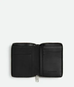 Bottega Veneta Cassette Zip Around Wallet Black/parakeet