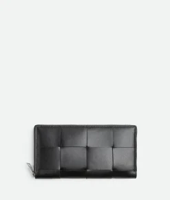 Bottega Veneta Cassette Zip Around Wallet Black Clearance
