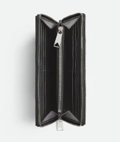 Bottega Veneta Cassette Zip Around Wallet Black Clearance