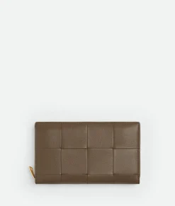 Bottega Veneta Cassette Zip Around Wallet Taupe grey Outlet
