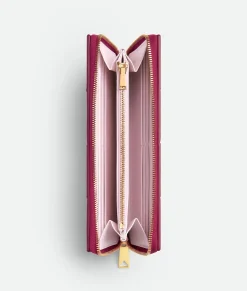 Bottega Veneta Cassette Zip Around Wallet Dark red / Bliss washed Outlet