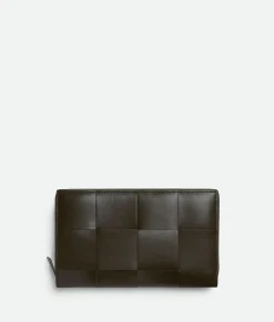 Bottega Veneta Cassette Zip Around Wallet Kaki/light butterscotch Outlet