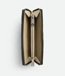 Bottega Veneta Cassette Zip Around Wallet Kaki/light butterscotch Outlet