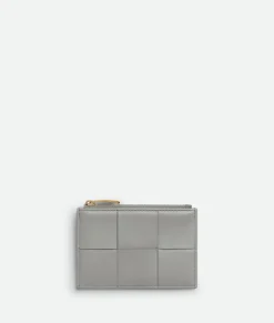 Bottega Veneta Cassette Zippered Card Case Sterling/zenith New