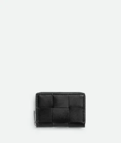 Bottega Veneta Cassette Zippered Coin Purse Black/parakeet Discount