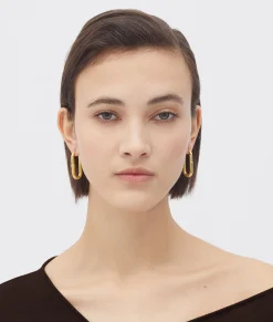 Bottega Veneta Chain Hoop Earrings Yellow gold Online