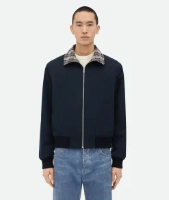 Bottega Veneta Checked Cotton Blouson Fondant/dove/mint Online
