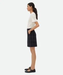 Bottega Veneta Checked Cotton Mouline Skirt Blue/brown Best