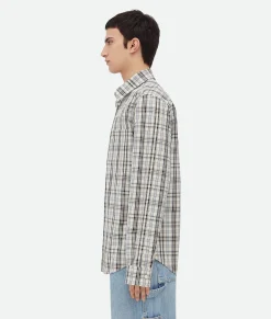 Bottega Veneta Checked Cotton Shirt Chalk/fondant/yellow New