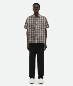 Bottega Veneta Checked Cotton Shirt Fondant/dove/mint New