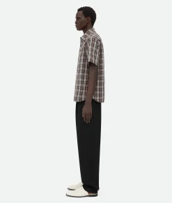 Bottega Veneta Checked Cotton Shirt Fondant/dove/mint New
