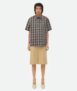 Bottega Veneta Checked Cotton Shirt Fondant/dove/mint New