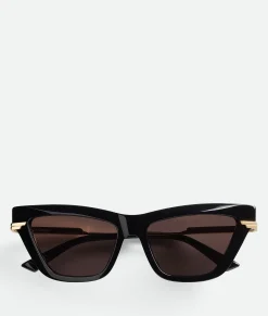 Bottega Veneta Classic Acetate Cat Eye Sunglasses Black/gold/grey Clearance