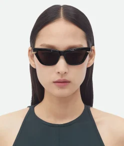 Bottega Veneta Classic Acetate Cat Eye Sunglasses Black/gold/grey Clearance