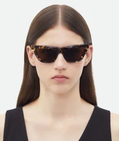 Bottega Veneta Classic Acetate Cat Eye Sunglasses Havana / Gold / Brown