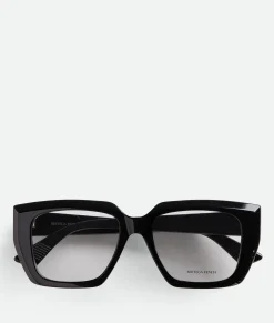 Bottega Veneta Classic Acetate Square Eyeglasses Black/transparent Online