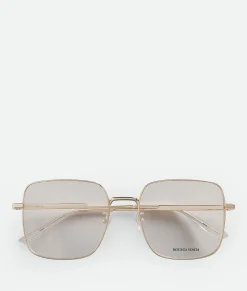 Bottega Veneta Classic Metal Square Eyeglasses Gold/transparent Best