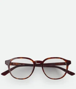Bottega Veneta Classic Panthos Eyeglasses Havana/transparent Sale