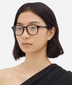 Bottega Veneta Classic Panthos Eyeglasses Havana/transparent Sale