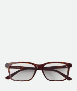 Bottega Veneta Classic Rectangular Eyeglasses Havana/transparent Clearance