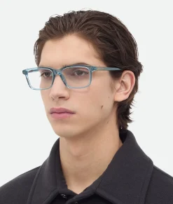 Bottega Veneta Classic Rectangular Eyeglasses Light blue/transparent Best