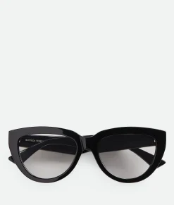 Bottega Veneta Classic Recycled Acetate Cat Eye Eyeglasses Black/transparent Clearance