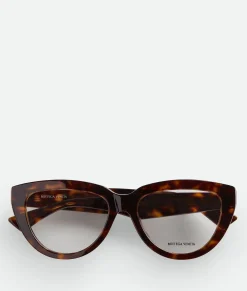 Bottega Veneta Classic Recycled Acetate Cat Eye Eyeglasses Havana/transparent Online